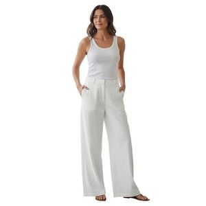 ZARA - NWOT Cream Wide Leg Cropped Pants Women's Size M